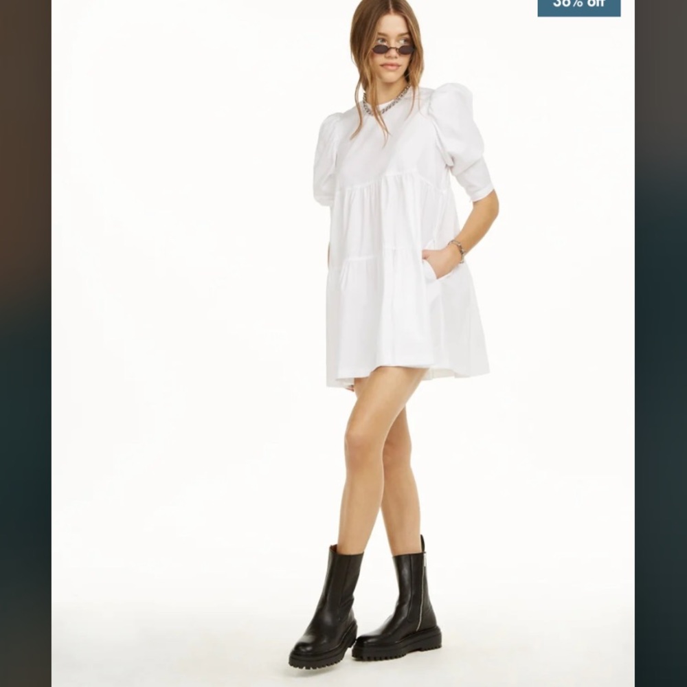 DANIELLE BERNSTEIN we wore what white poplin mini babydoll dress